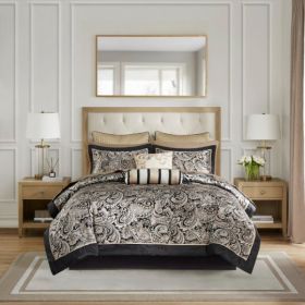 12 Piece Comforter Set With Cotton Bed Sheets Black Full (Option: BlacK) 12 Piece Comforter Set With Cotton Bed Sheets Black Full (Option: BlacK)