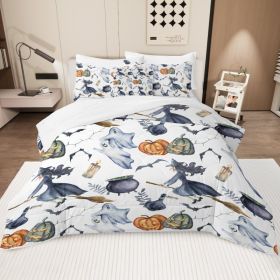 8 Pieces Halloween Comforter Set, Witch Pattern Bed In A Bag Bedding With Comforter Sheet Sham - 1 Comforter, 2 Pillow Shams, 1 Flat Sheet, 1 Fit (Option: Twin-White) 8 Pieces Halloween Comforter Set, Witch Pattern Bed In A Bag Bedding With Comforter Sheet Sham - 1 Comforter, 2 Pillow Shams, 1 Flat Sheet, 1 Fit (Option: Twin-White)