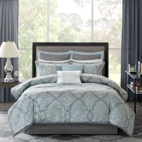 12 Piece Comforter Set With Cotton Bed Sheets Blue King (Option: Blue) 12 Piece Comforter Set With Cotton Bed Sheets Blue King (Option: Blue)